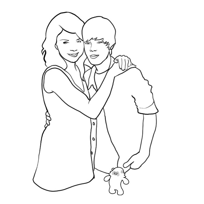 Coloriage de Justin Bieber en pleine performance musicale