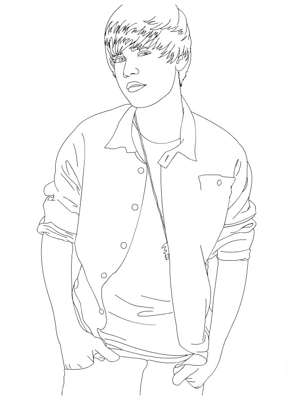 Coloriage de Justin Bieber en pleine performance musicale