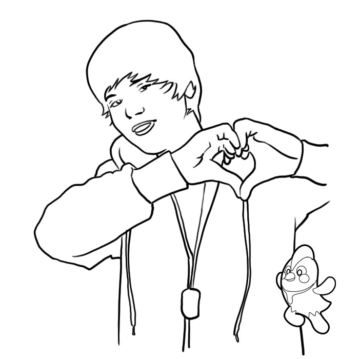 Coloriage de Justin Bieber en pleine performance musicale