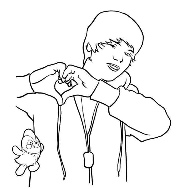 Coloriage de Justin Bieber en pleine performance musicale