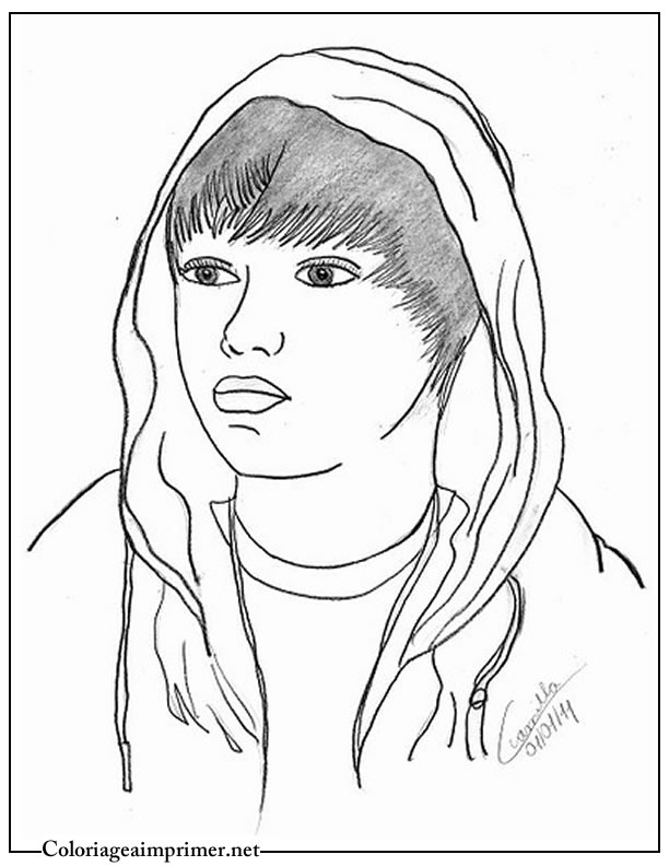Coloriage de Justin Bieber en pleine performance musicale Coloriage de Justin Bieber en pleine performance musicale