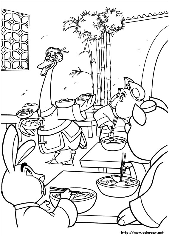 Kung Fu Panda s’entraîne dans un jardin de paix