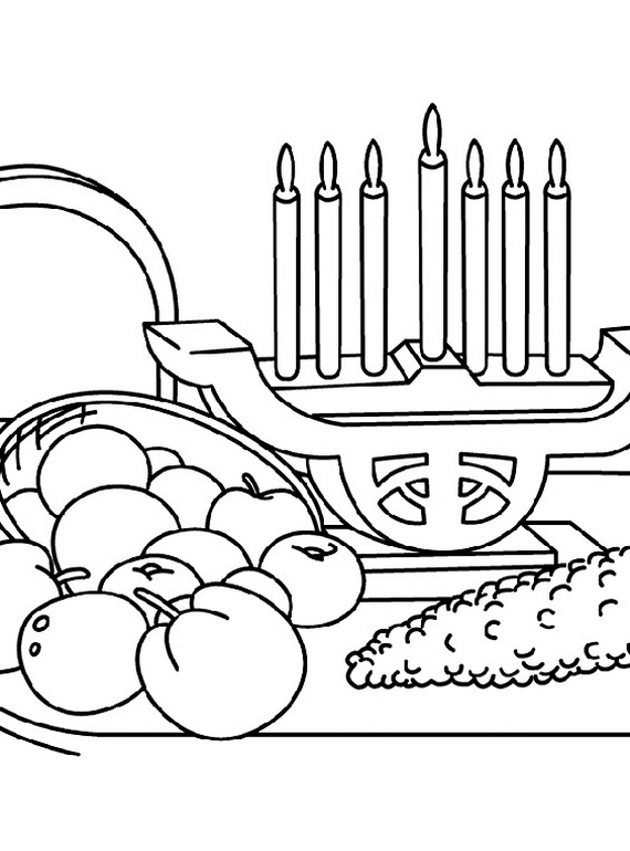 Coloriage de la célébration de Kwanzaa avec des symboles culturels