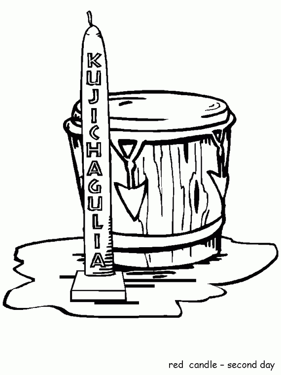Coloriage d'une célébration de Kwanzaa avec une table décorée