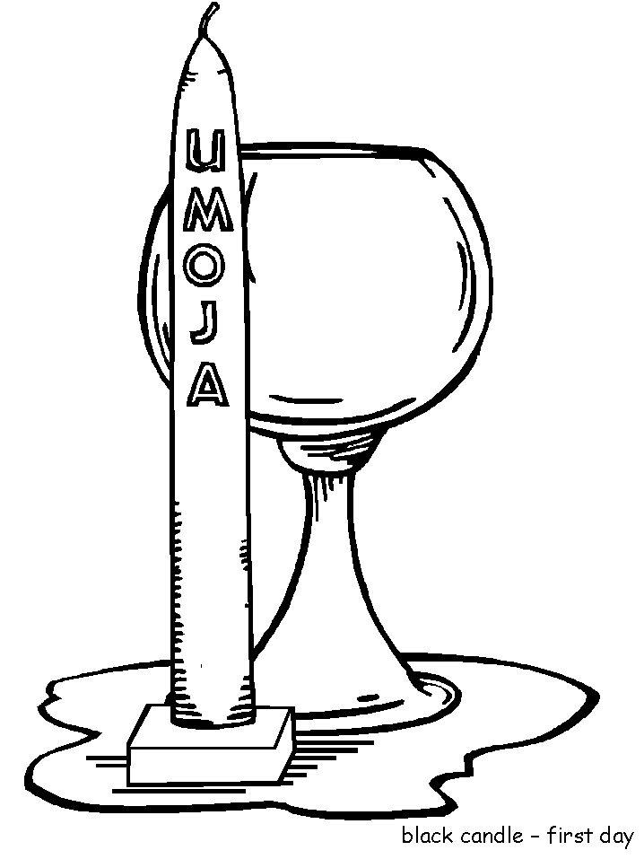 Coloriage d'une célébration de Kwanzaa avec des symboles traditionnels