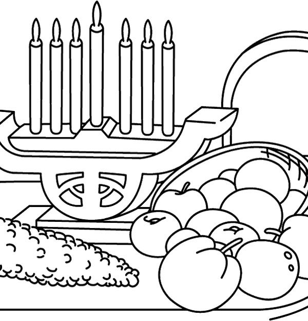 Coloriage de la célébration de Kwanzaa avec des éléments traditionnels