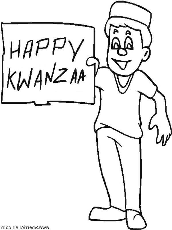 Coloriage de Kwanzaa avec des symboles festifs et culturels