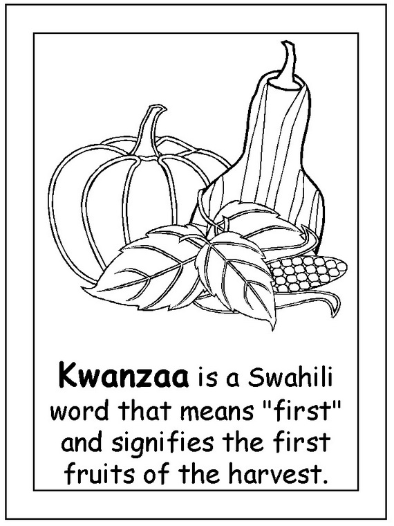 Coloriage d'une célébration de Kwanzaa avec des symboles traditionnels