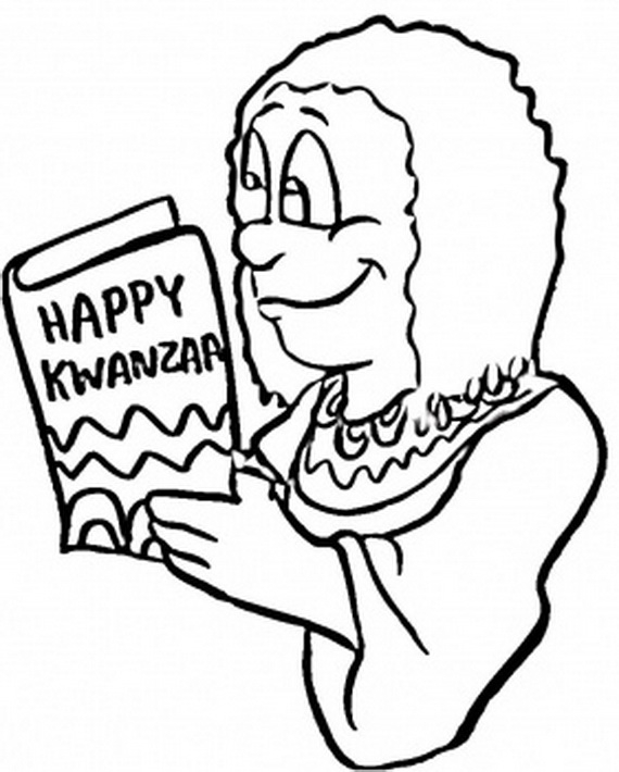 Coloriage d'une scène festive de Kwanzaa avec des symboles traditionnels