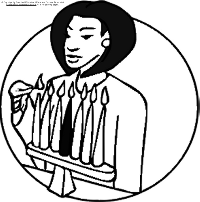 Coloriage d'une célébration de Kwanzaa avec des symboles culturels