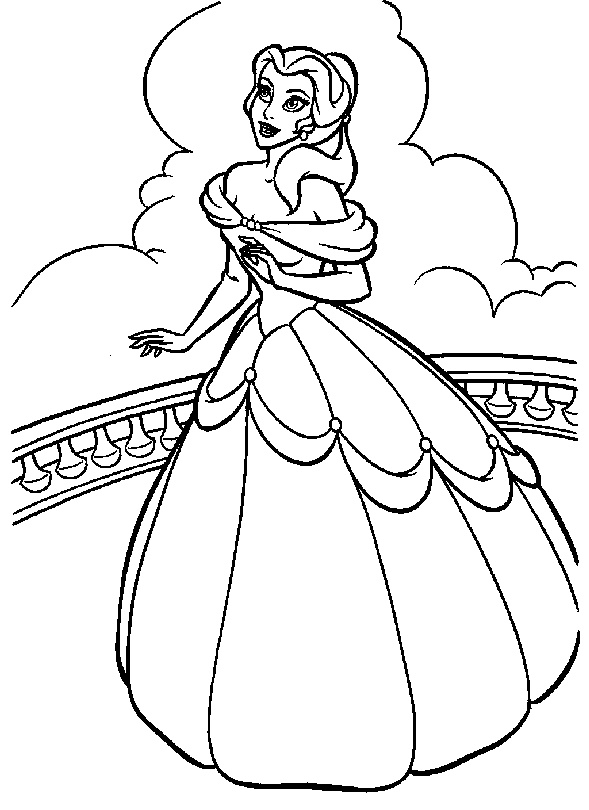 Coloriage de la Belle au bois dormant dans un décor de château
