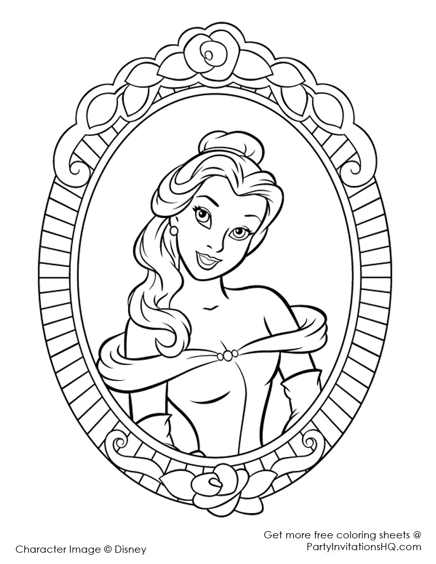 Coloriage de Belle et de la Bête dans un décor de château