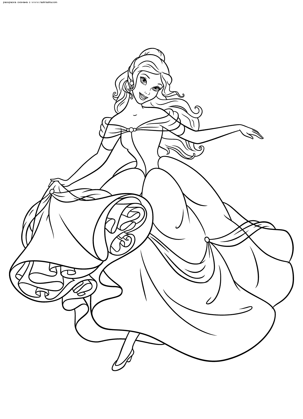 Coloriage de Belle et de la Bête dans le château