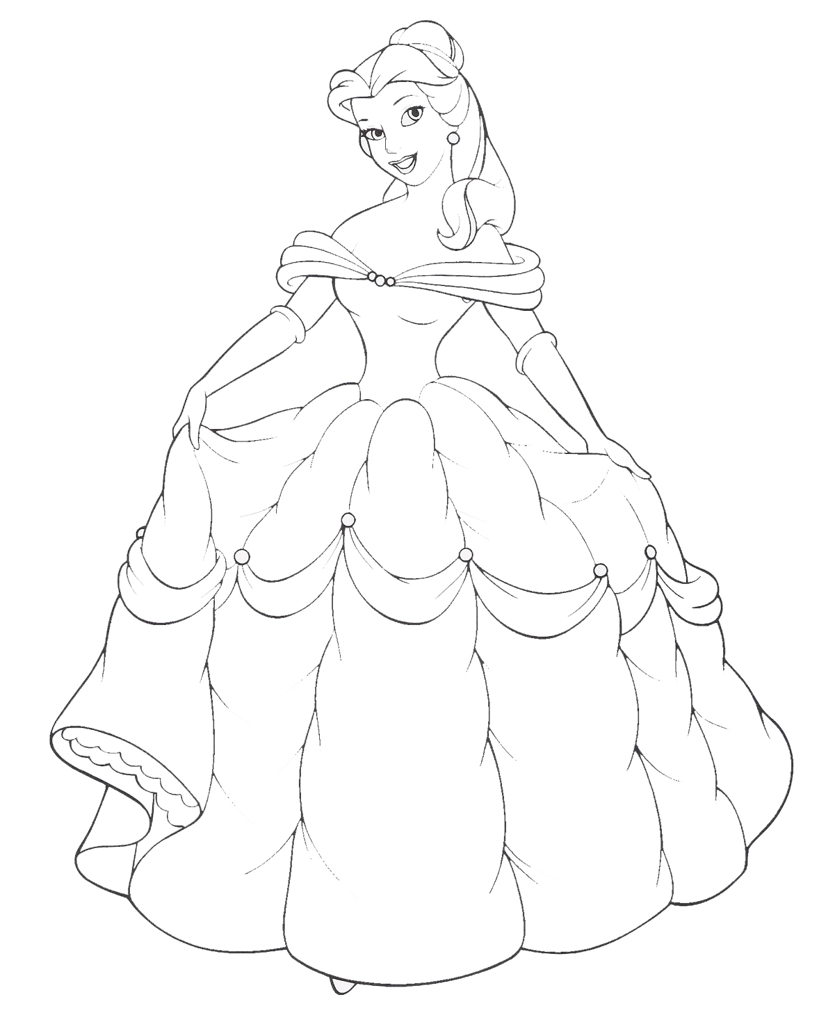 Coloriage de Belle et la Bête dans un décor de château