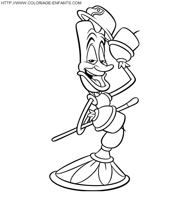 Coloriage La Belle et la Bête : Belle et la Bête dans un décor enchanteur