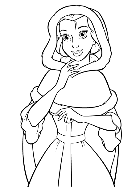 Coloriage de Belle et la Bête dans le jardin du château