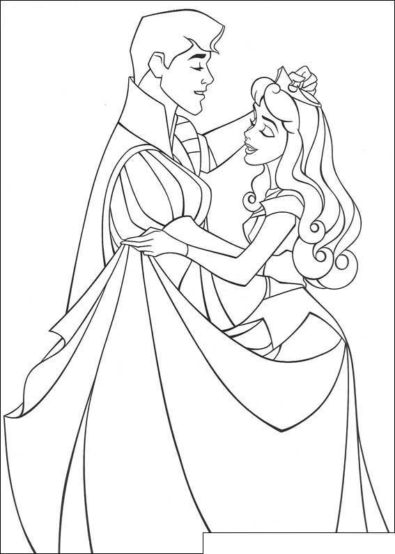 Coloriage de Belle et de la Bête dans le jardin du château
