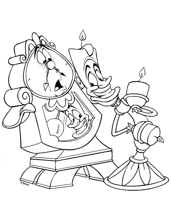 Coloriage de Belle et la Bête dans un jardin enchanteur