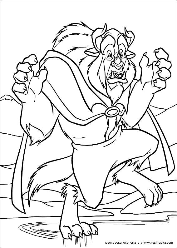 Coloriage de Belle et la Bête dans le jardin du château