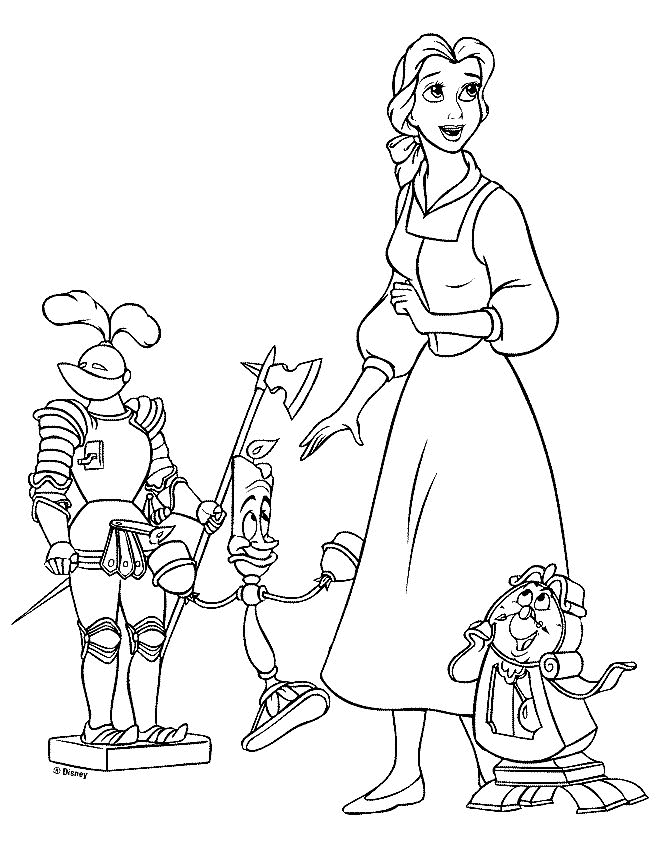 Coloriage de La Belle et la Bête dans un décor romantique