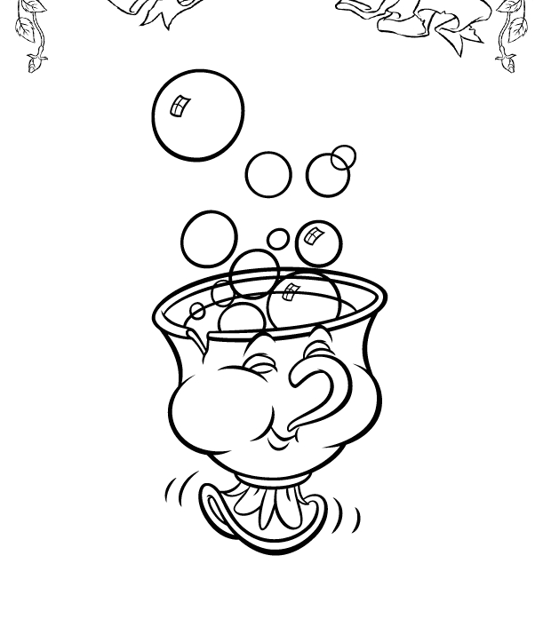 Coloriage de Belle et la Bête dans un décor romantique
