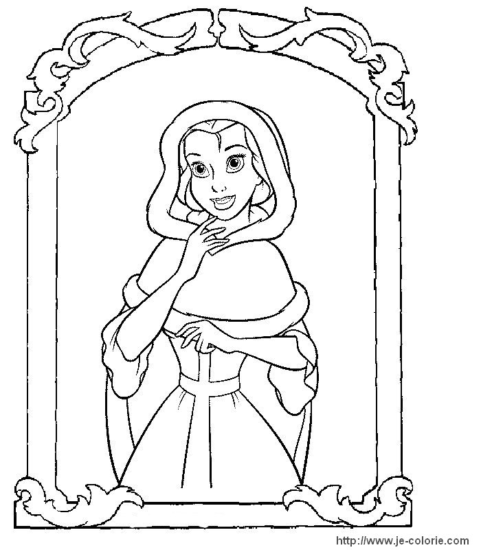 Coloriage de Belle et la Bête dans le jardin enchanté