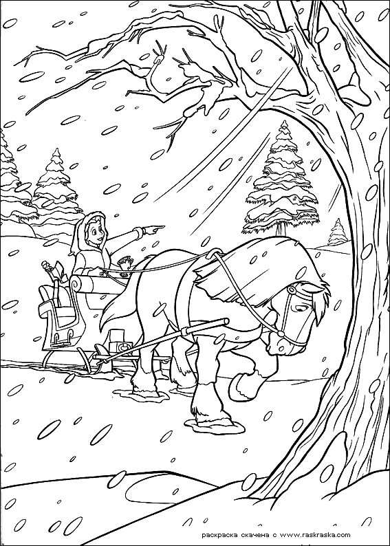 Coloriage de la Belle et la Bête dans un décor romantique