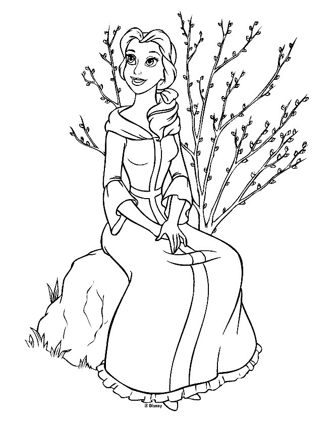 Coloriage de Belle et la Bête dans le jardin enchanté