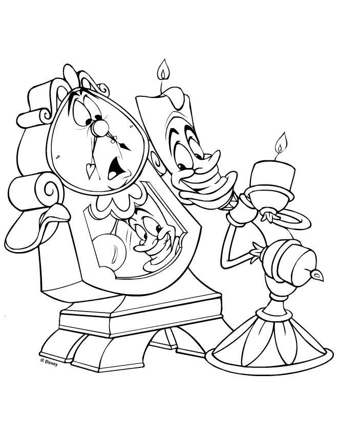 Coloriage de Belle et la Bête dans le château