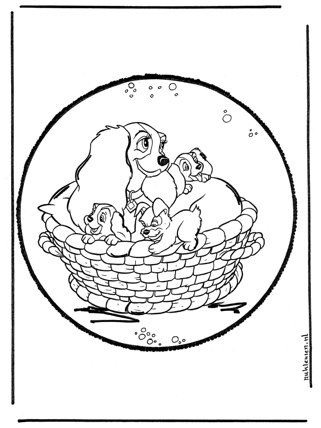 Coloriage de Lady et le Clochard partageant un repas romantique