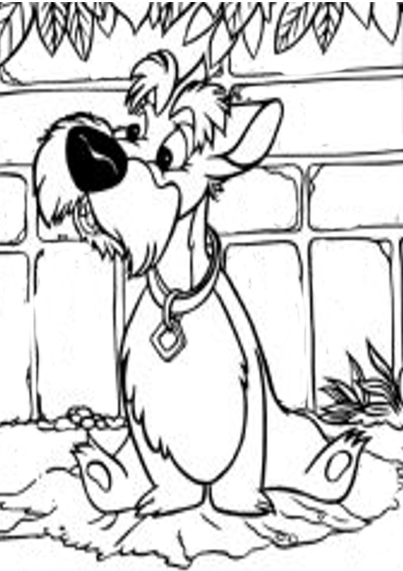 Coloriage de La Belle et le Clochard partageant un repas sous les étoiles
