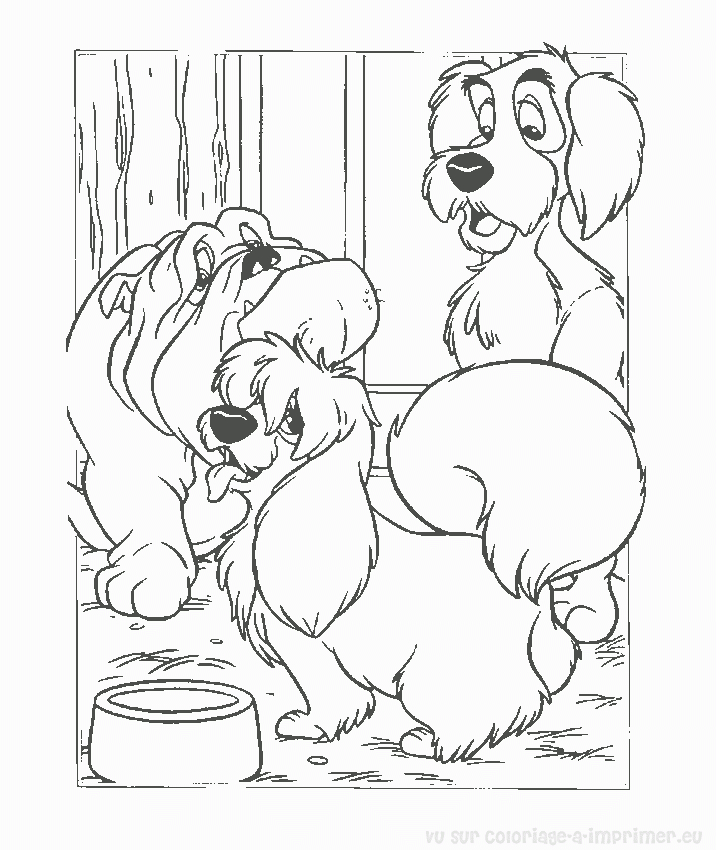 Coloriage de La Belle et le Clochard partageant un plat de spaghettis sous un ciel étoilé