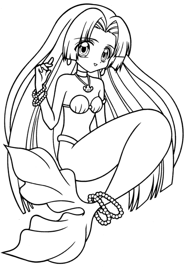 Coloriage de la petite sirène dans son monde sous-marin
