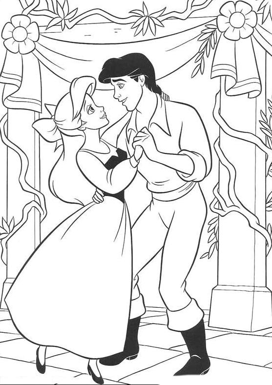 Coloriage de la petite sirène avec un décor marin