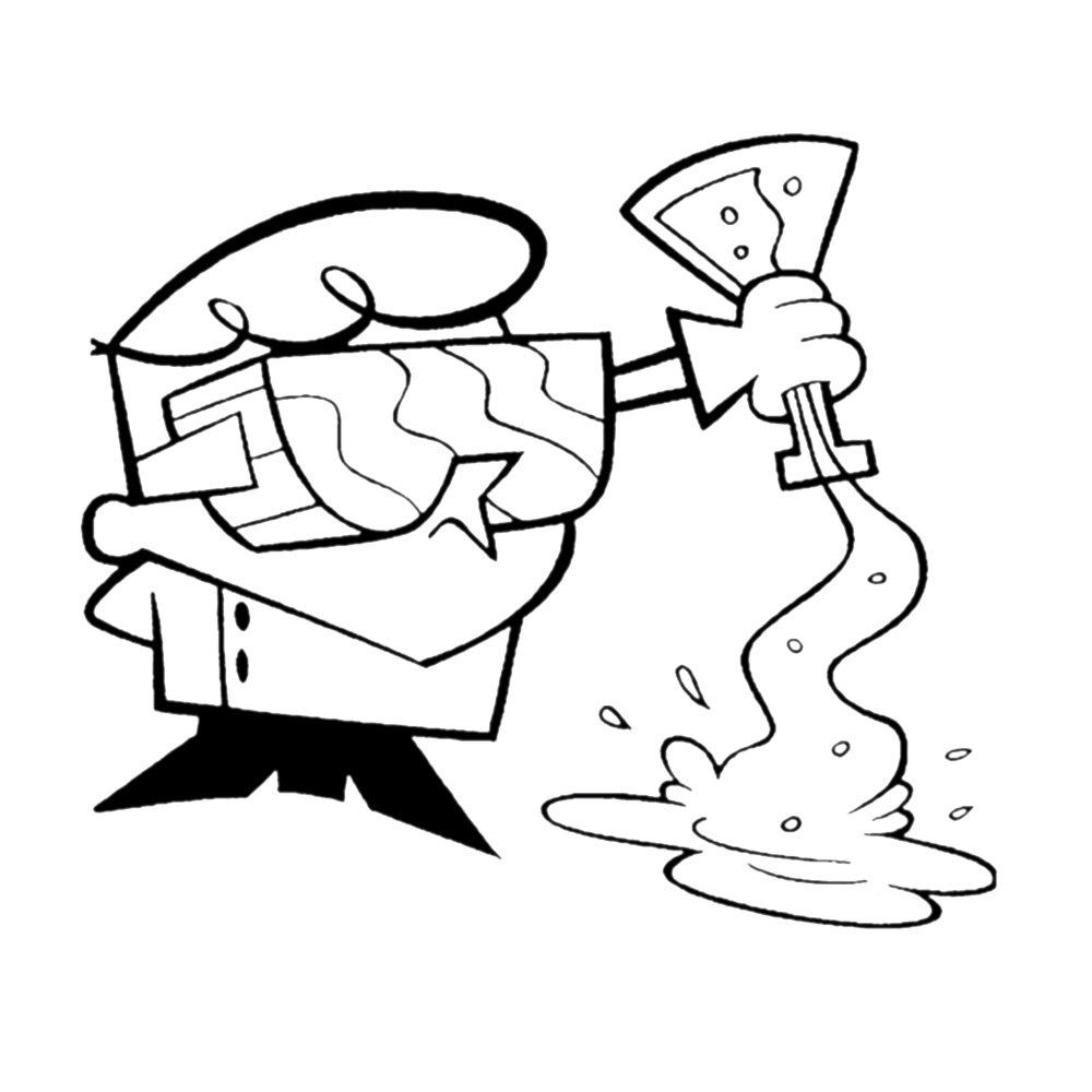 Coloriage du laboratoire de Dexter avec ses inventions