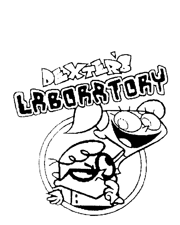 Coloriage du laboratoire de Dexter avec ses inventions et personnages