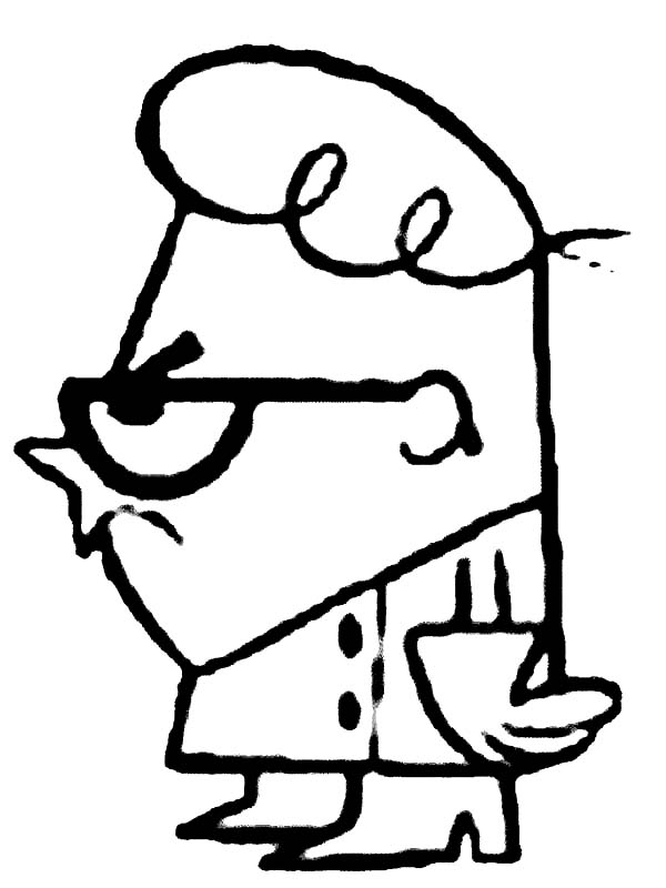 Coloriage de Dexter dans son laboratoire avec des appareils scientifiques