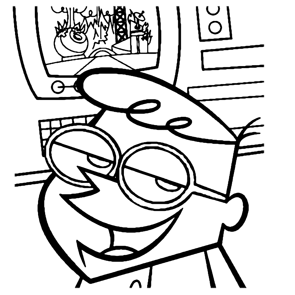 Coloriage du laboratoire de Dexter avec des expériences scientifiques