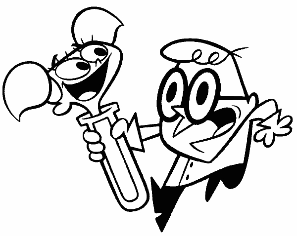 Coloriage du laboratoire de Dexter avec des équipements scientifiques