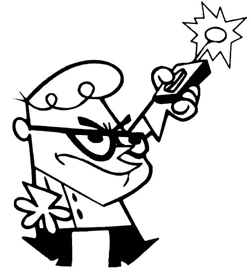 Coloriage du laboratoire de Dexter avec des expériences scientifiques
