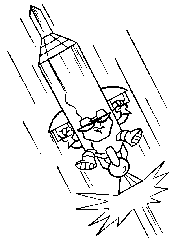 Coloriage de Dexter dans son laboratoire avec des équipements scientifiques
