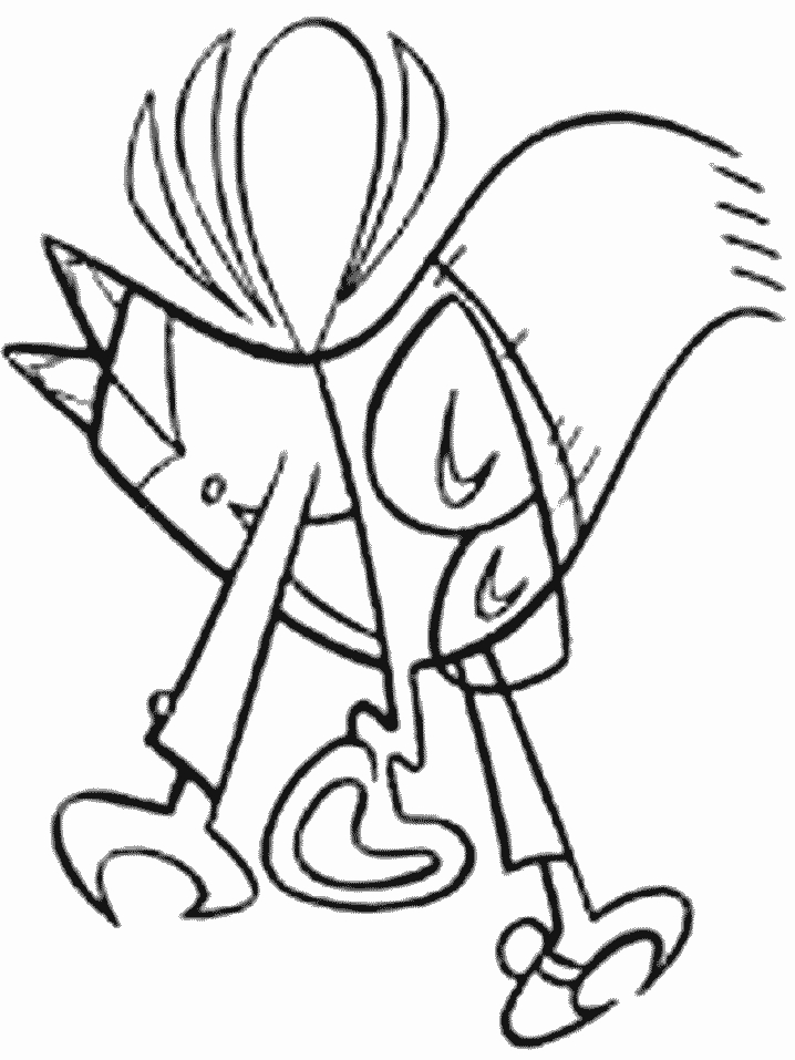 Coloriage du laboratoire de Dexter avec ses inventions et personnages