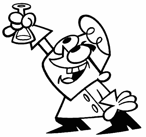 Coloriage du laboratoire de Dexter avec des expériences scientifiques