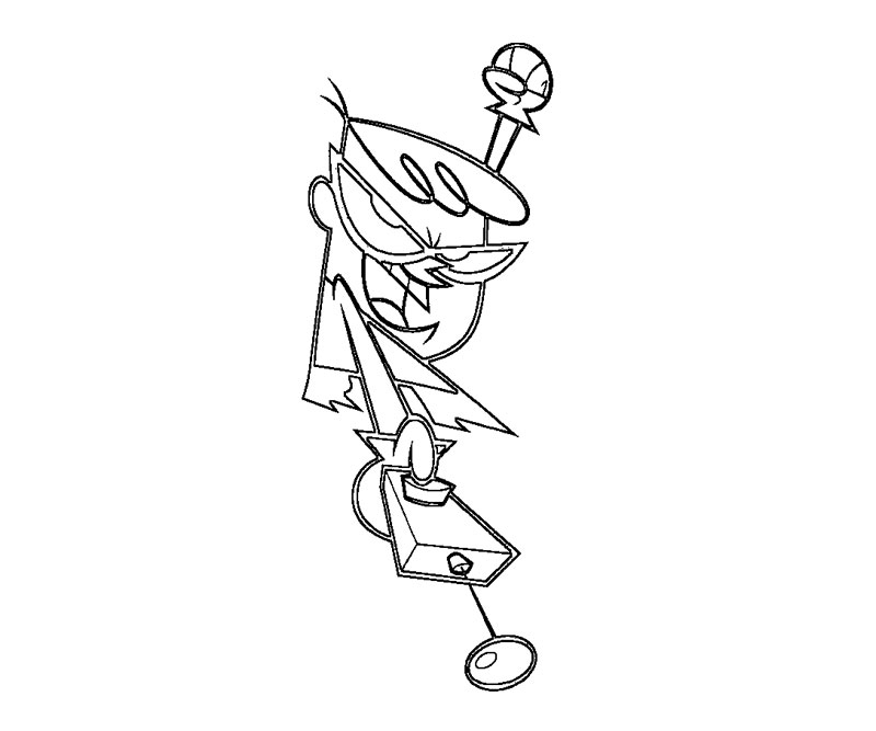 Coloriage du laboratoire de Dexter avec ses expériences scientifiques
