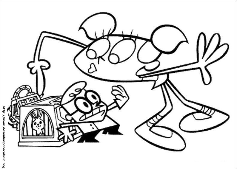 Coloriage du laboratoire de Dexter avec des équipements scientifiques