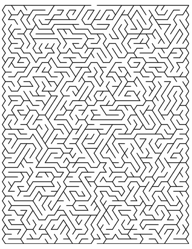 Coloriage d'un labyrinthe complexe avec des éléments variés