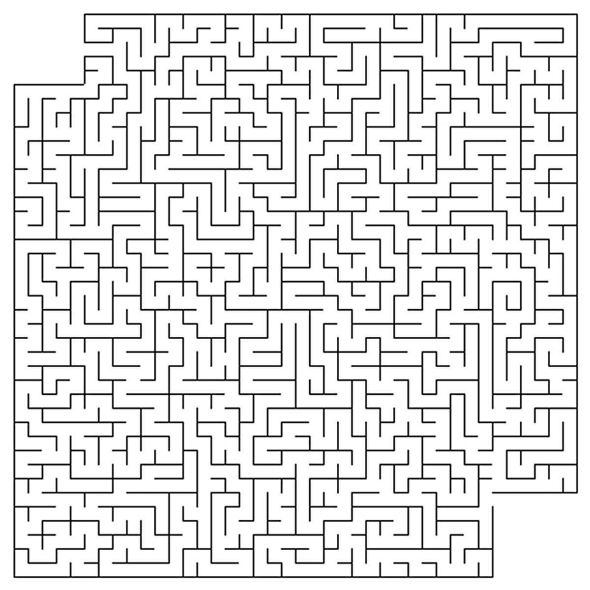 Un labyrinthe complexe à colorier avec des chemins sinueux