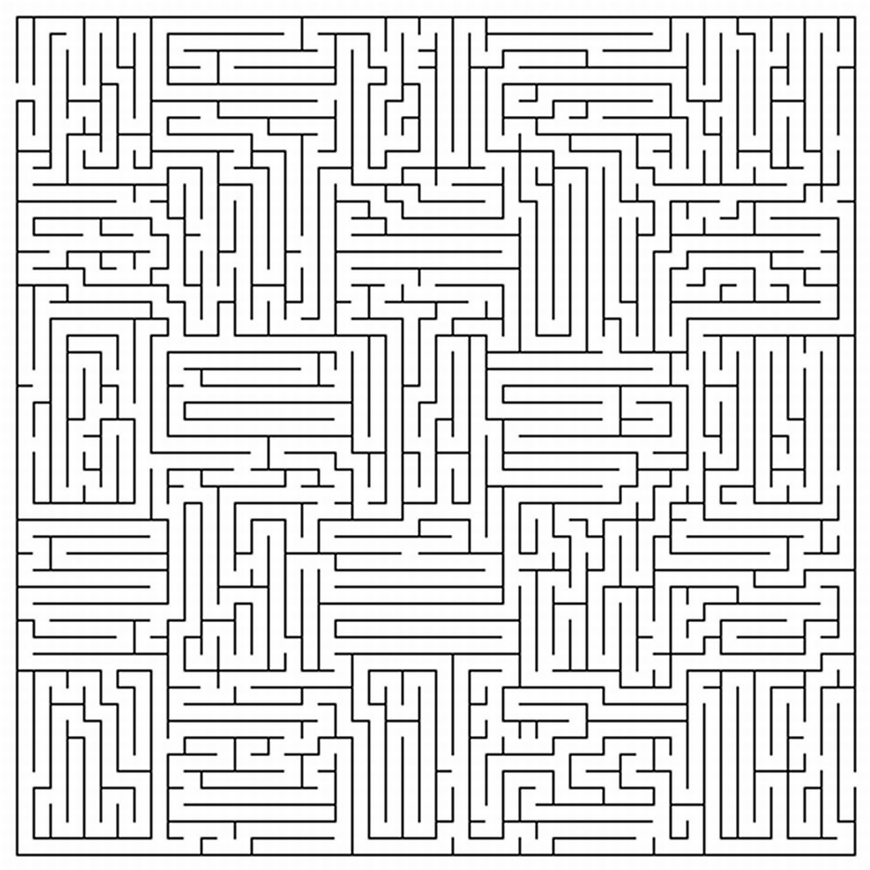 Coloriage d'un labyrinthe complexe avec des chemins sinueux et des éléments variés