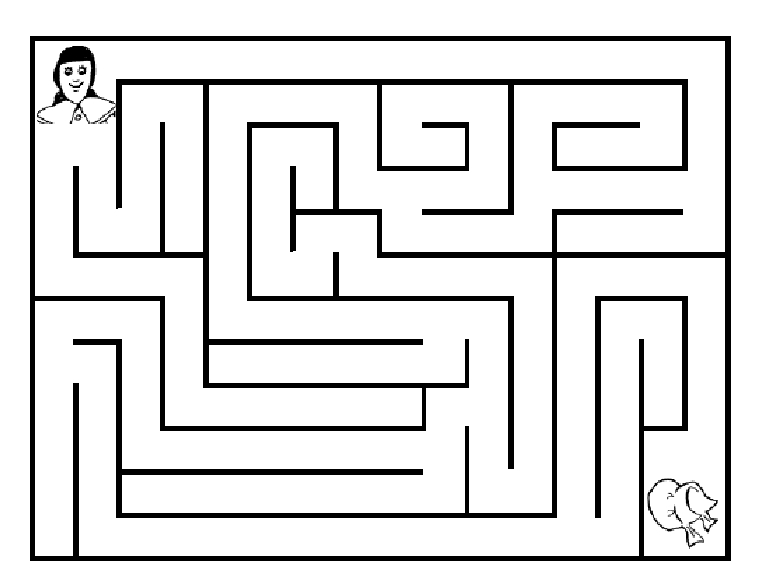 Coloriage d'un labyrinthe complexe avec un personnage au centre
