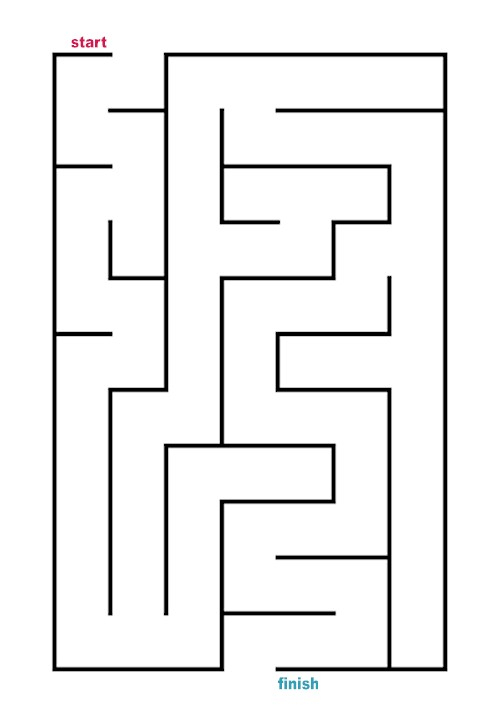 Coloriage d'un labyrinthe complexe avec des chemins sinueux et des motifs variés
